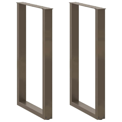 barbordsben U-formet 2 stk. naturstål 60x(100-101) cm stål