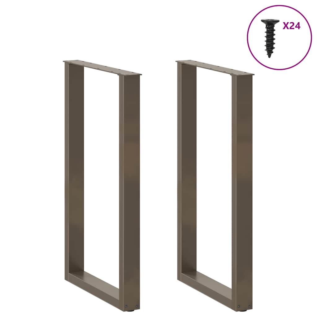 barbordsben U-formet 2 stk. naturstål 60x(100-101) cm stål