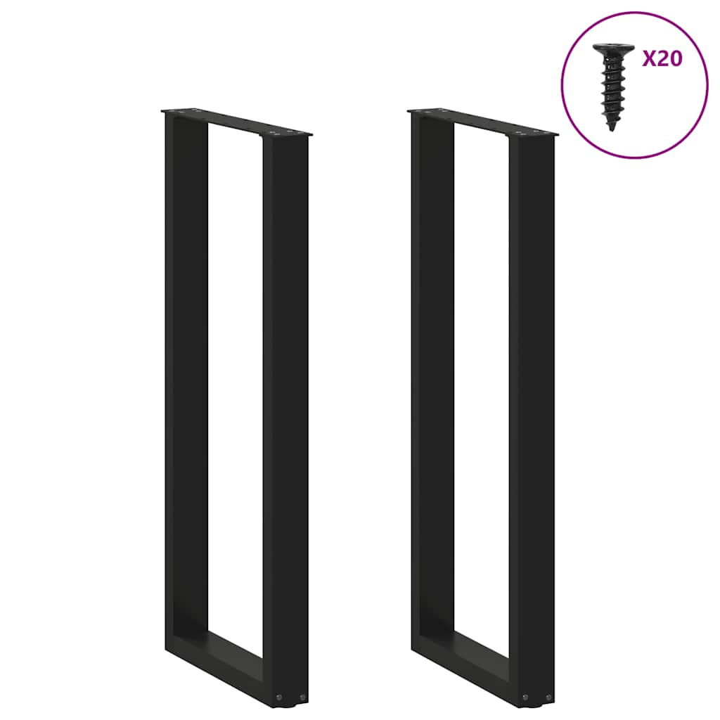 barbordsben U-formet 2 stk. sort 40x(110-111) cm stål