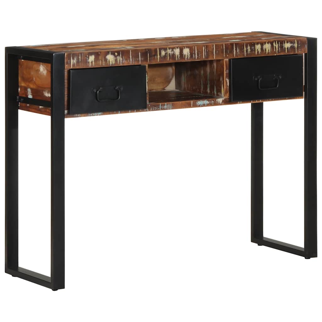 konsolbord 100x35x75 cm massivt genbrugstræ flerfarvet billede