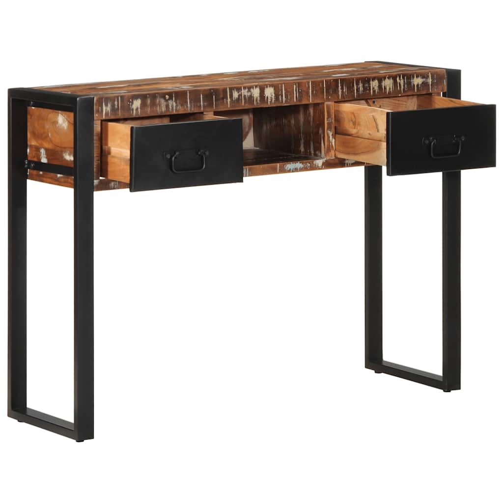 konsolbord 100x35x75 cm massivt genbrugstræ flerfarvet