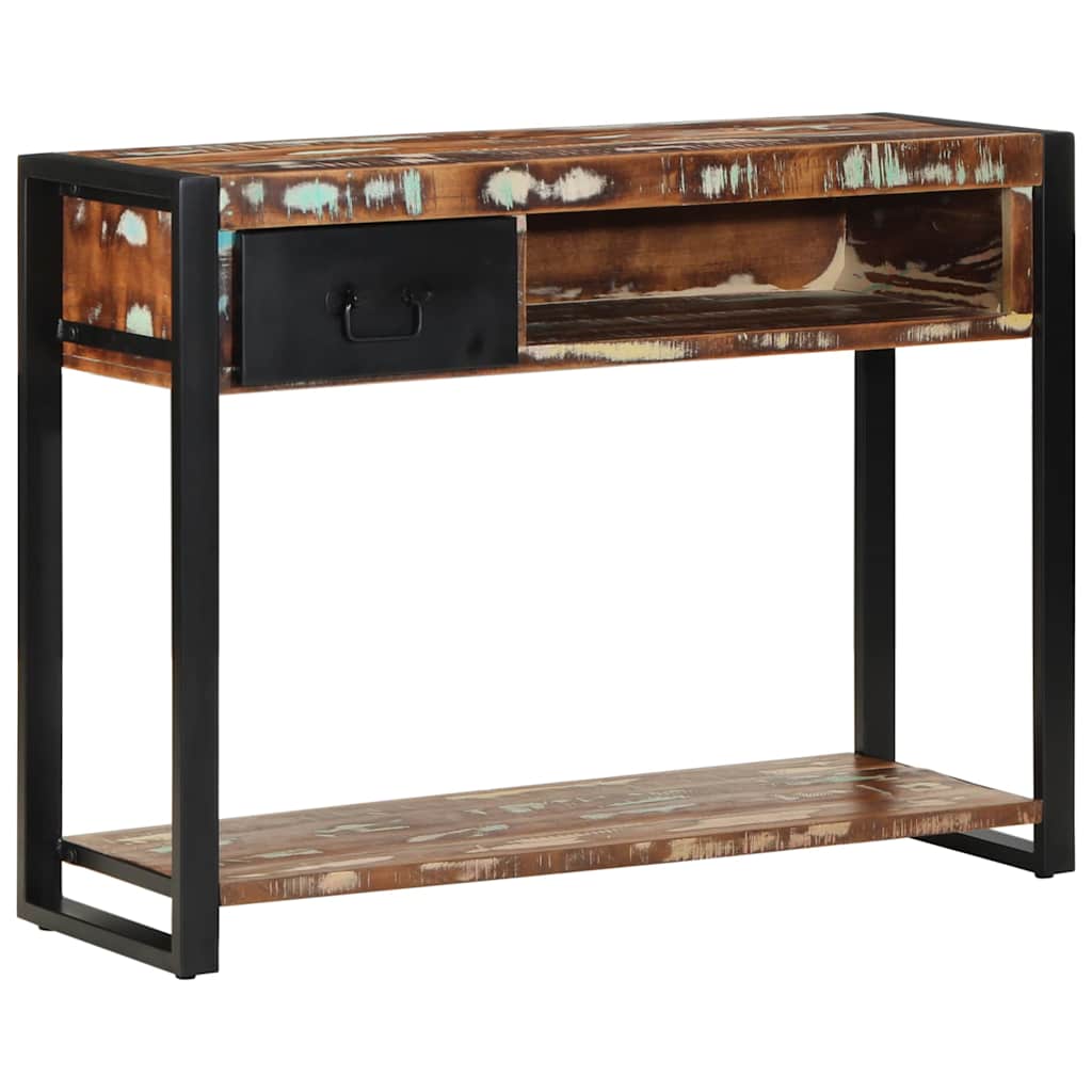 konsolbord 100x35x75 cm massivt genbrugstræ flerfarvet billede