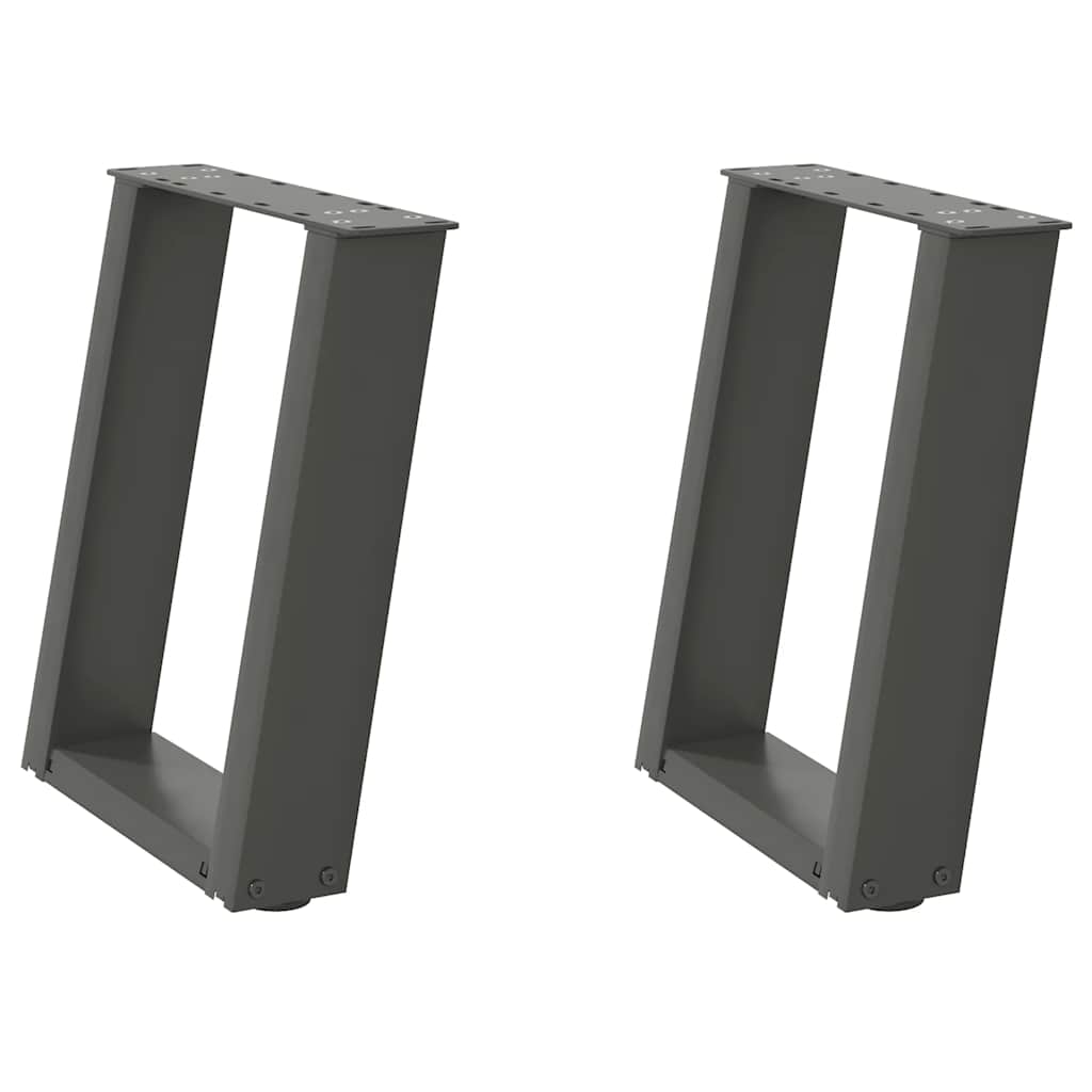 sofabordsben U-formet 2 stk. antracit 38 x (42-43) cm stål