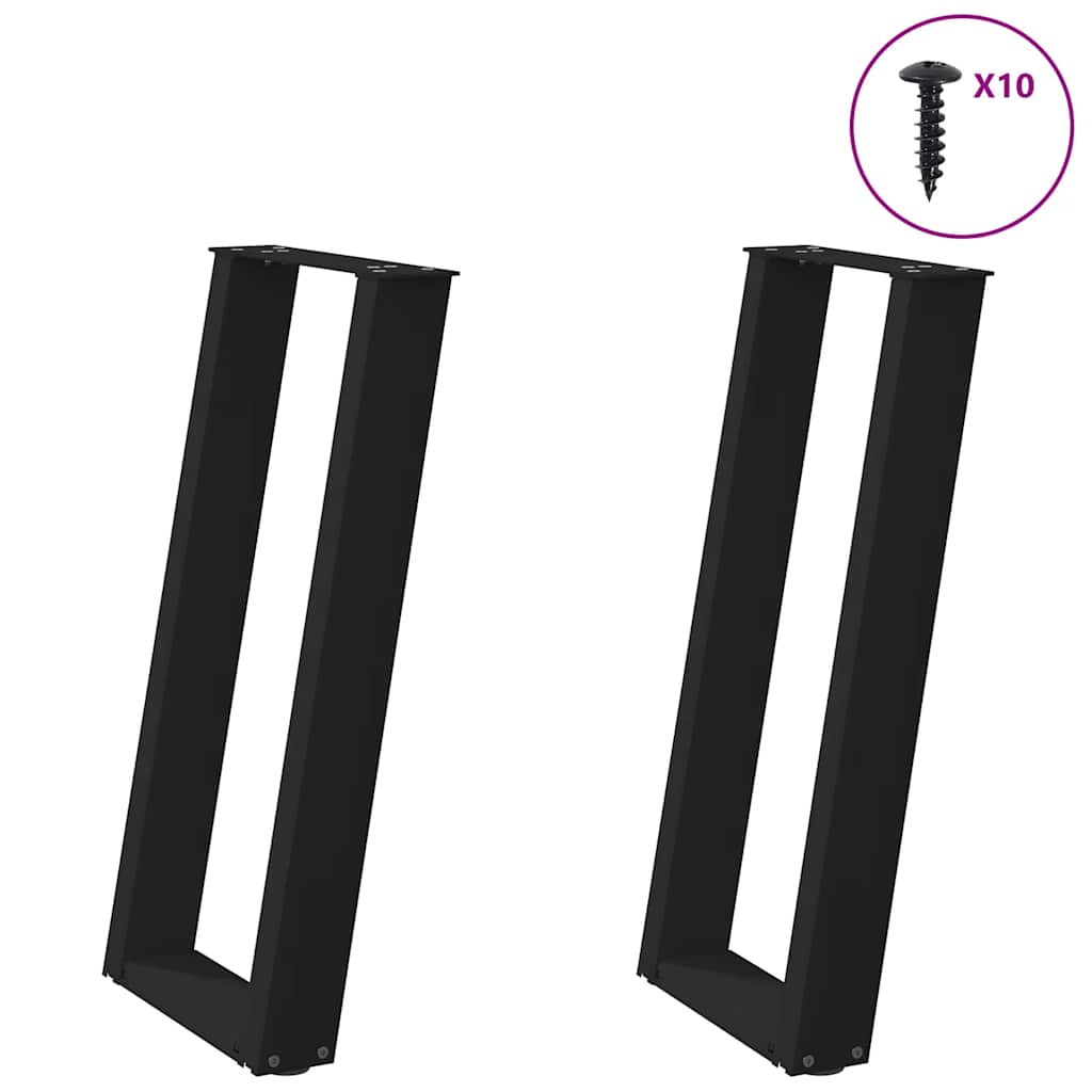 konsolbordben U-formet 2 stk. sort 28 x (72-73) cm stål billede