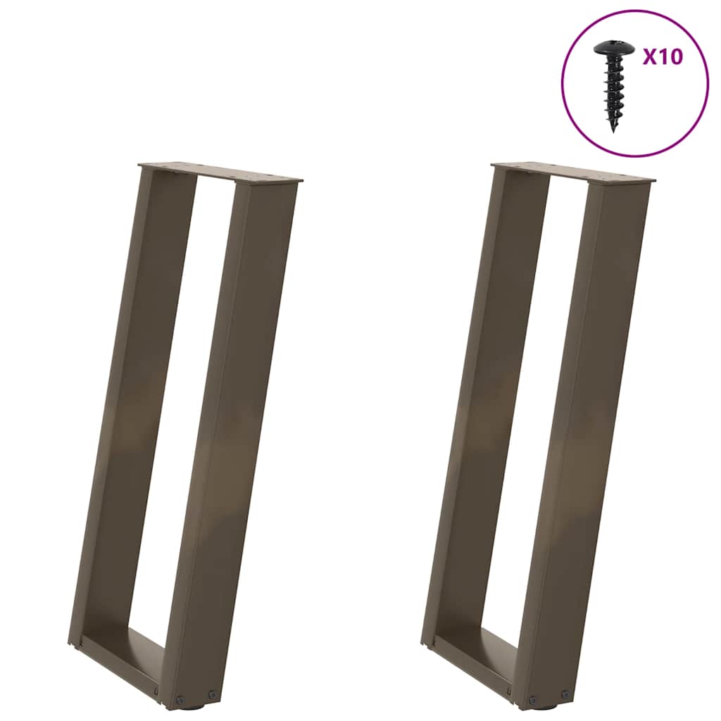 konsolbordben U-formet 2 stk. naturstål 28 x (72-73) cm stål billede