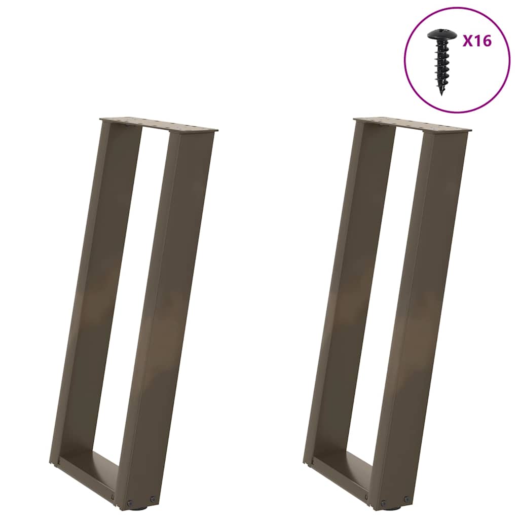 konsolbordben U-formet 2 stk. naturstål 38 x (72-73) cm stål billede
