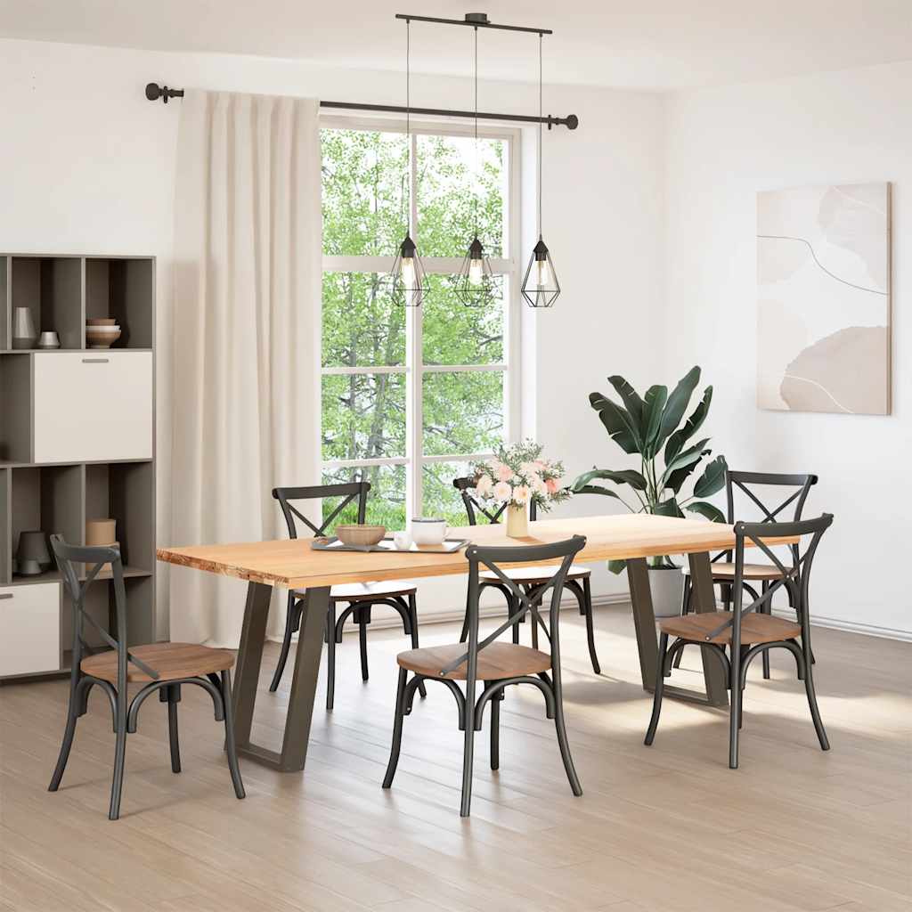 spisebordsben U-formet 2 stk. naturstål 50x(72-73) cm stål