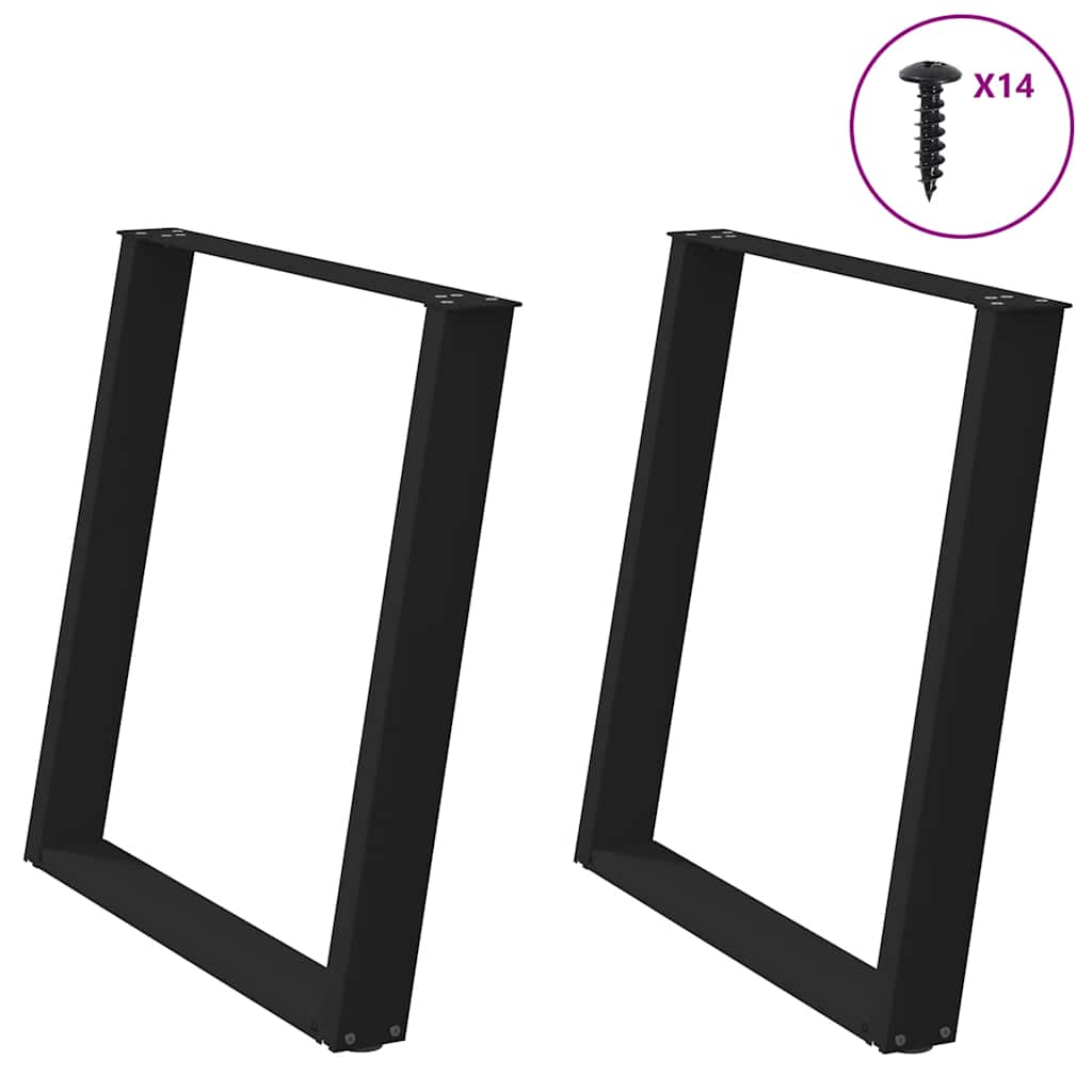 spisebordsben U-formet 2 stk. sort 80 x (72-73) cm stål