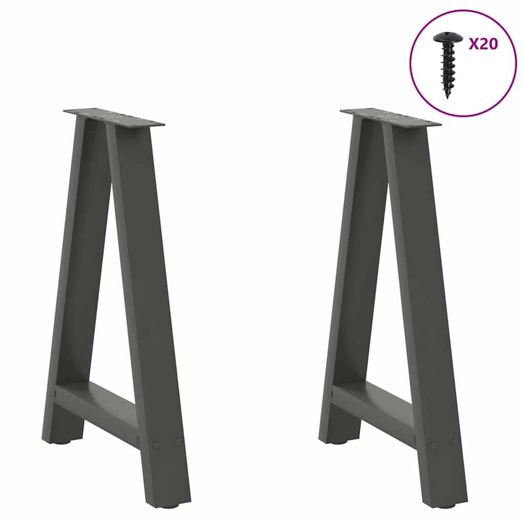 spisebordsben A-formet 2 stk. antracit 50x(72-73) cm stål