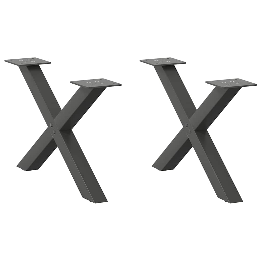 sofabordsben X-formet 2 stk. antracit 50x(30-31) cm stål