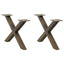 sofabordsben X-formet 2 stk. naturstål 50x(30-31) cm stål