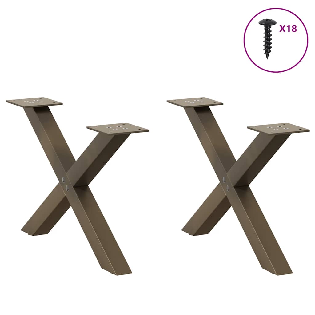 sofabordsben X-formet 2 stk. naturstål 50x(30-31) cm stål