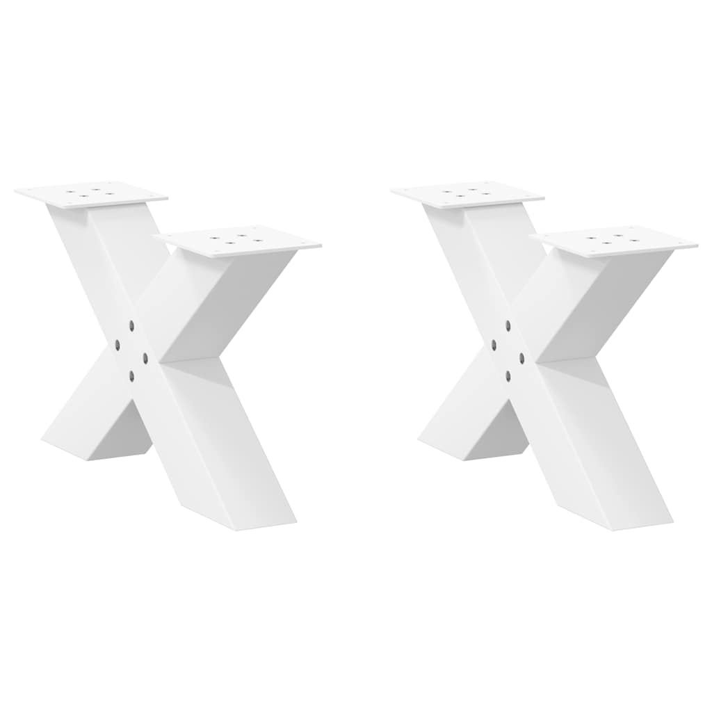 sofabordsben X-formet 2 stk. hvid 60x(30-31) cm stål