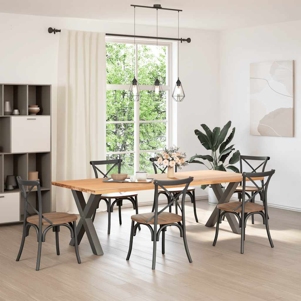 spisebordsben X-formet 2 stk. antracit 80x(72-73) cm stål