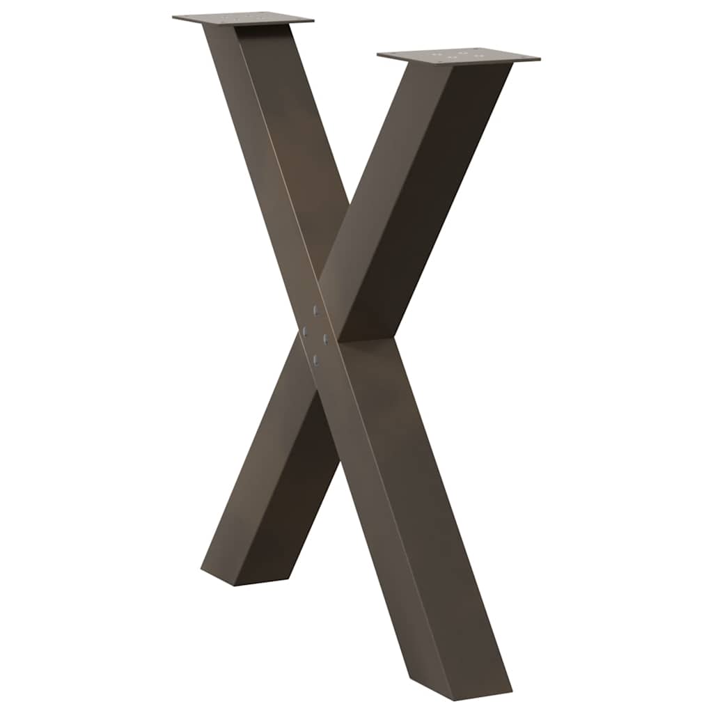 spisebordsben X-formet 2 stk. naturstål 80x(72-73) cm stål