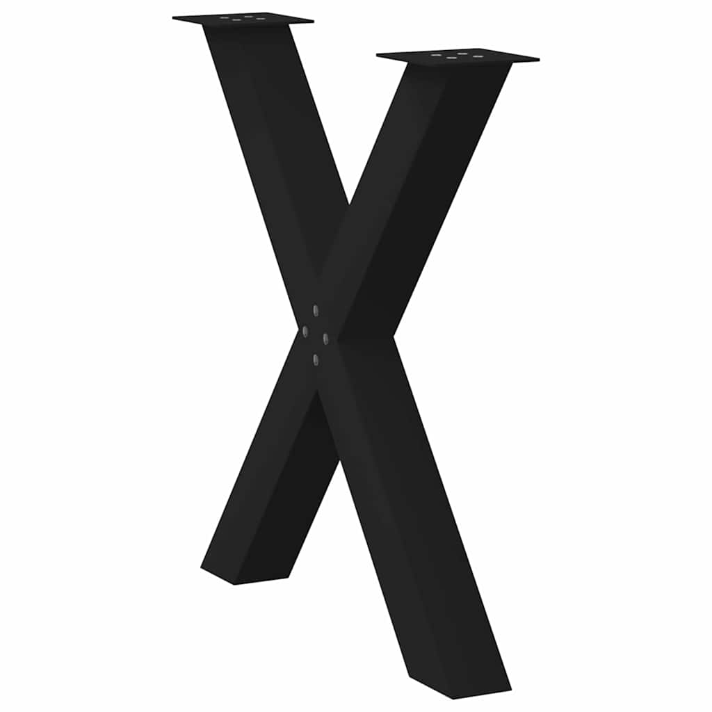 spisebordsben X-formet 3 stk. sort 70 x (72-73) cm stål