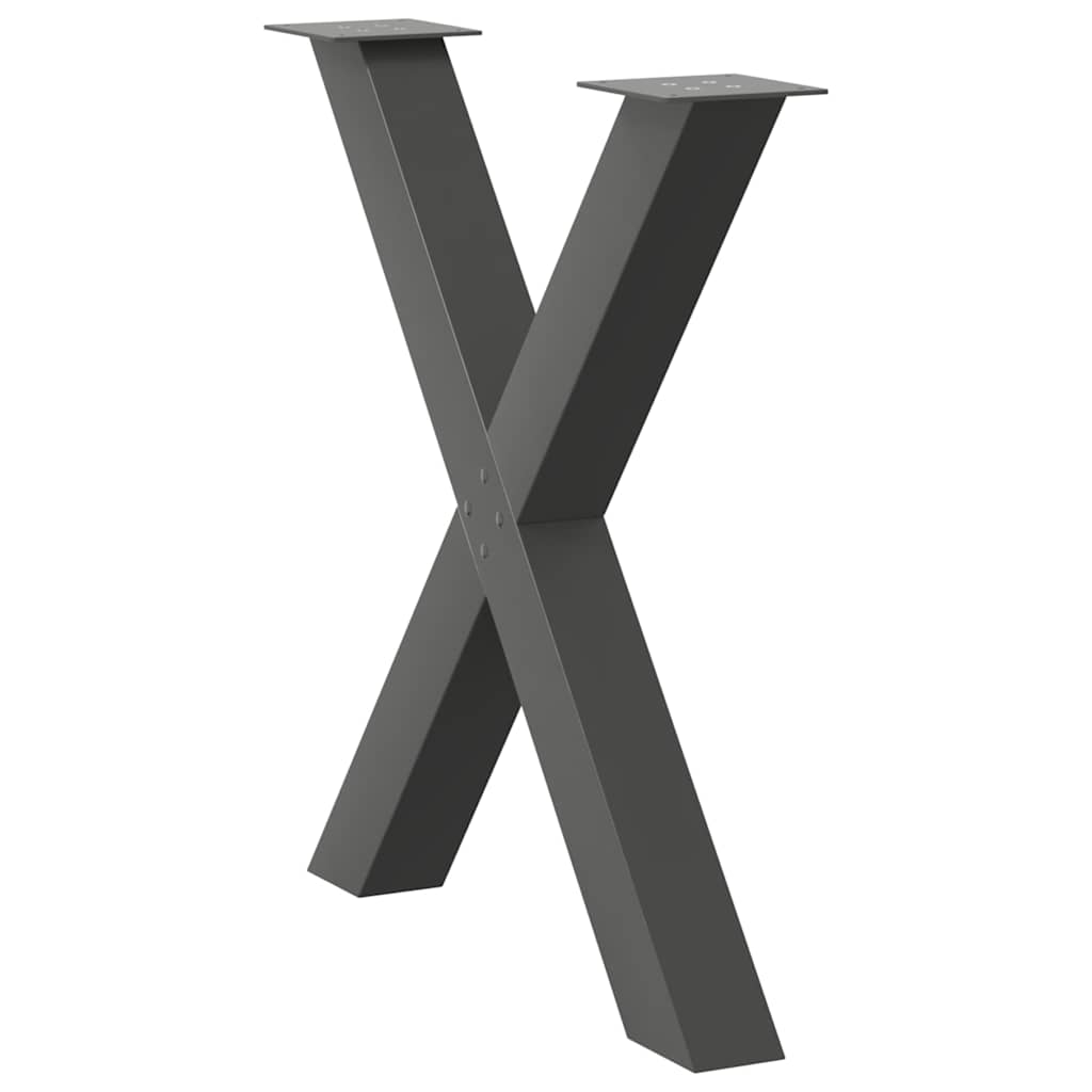 spisebordsben X-formet 3 stk. antracit 70 x (72-73) cm stål