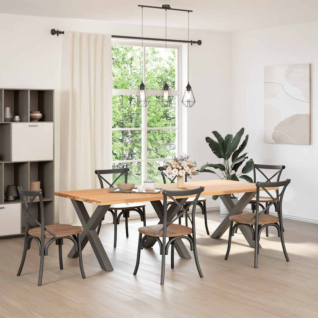 spisebordsben X-formet 3 stk. antracit 90x(72-73) cm stål