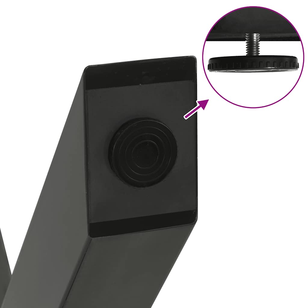 spisebordsben X-formet 3 stk. antracit 90x(72-73) cm stål