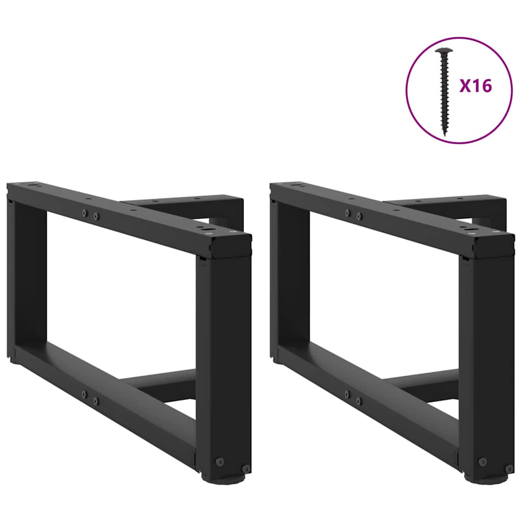 sofabordsben T-formet 2 stk. sort 60x25x(30-31) cm stål