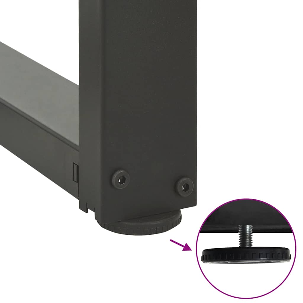 spisebordsben T-formet 2 stk. antracit 50x35x(72-73) cm stål