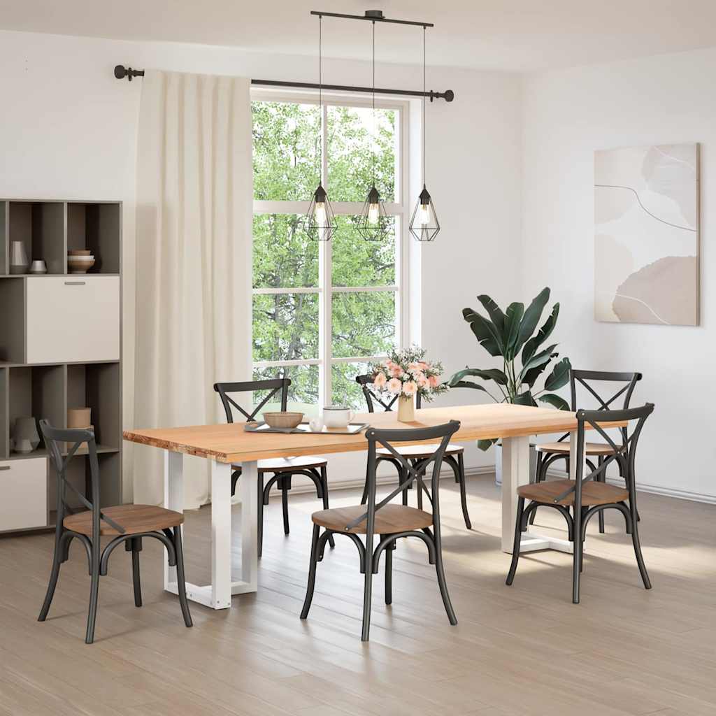 spisebordsben T-formet 2 stk. hvid 60x35x(72-73) cm stål