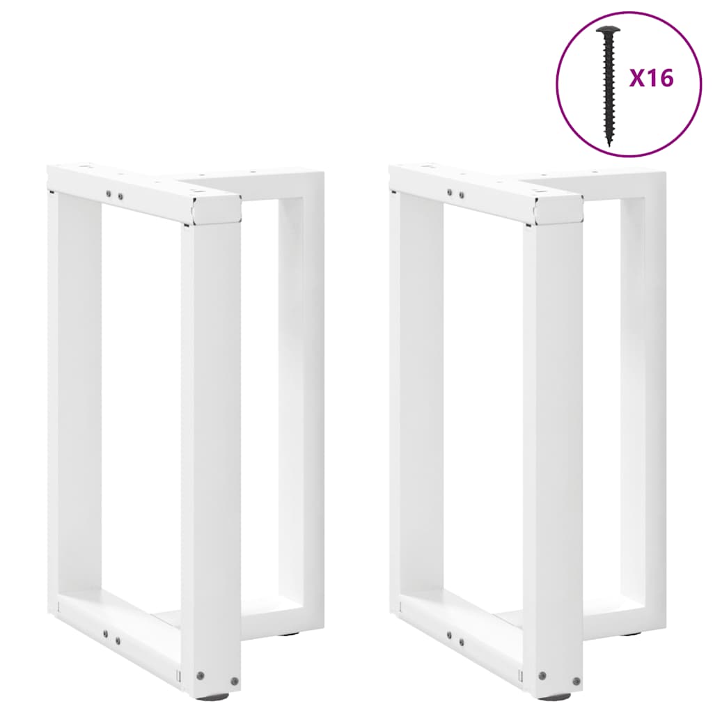 spisebordsben T-formet 2 stk. hvid 60x35x(72-73) cm stål