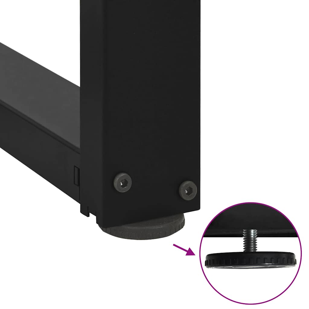 spisebordsben T-formet 2 stk. sort 90x35x(72-73) cm stål