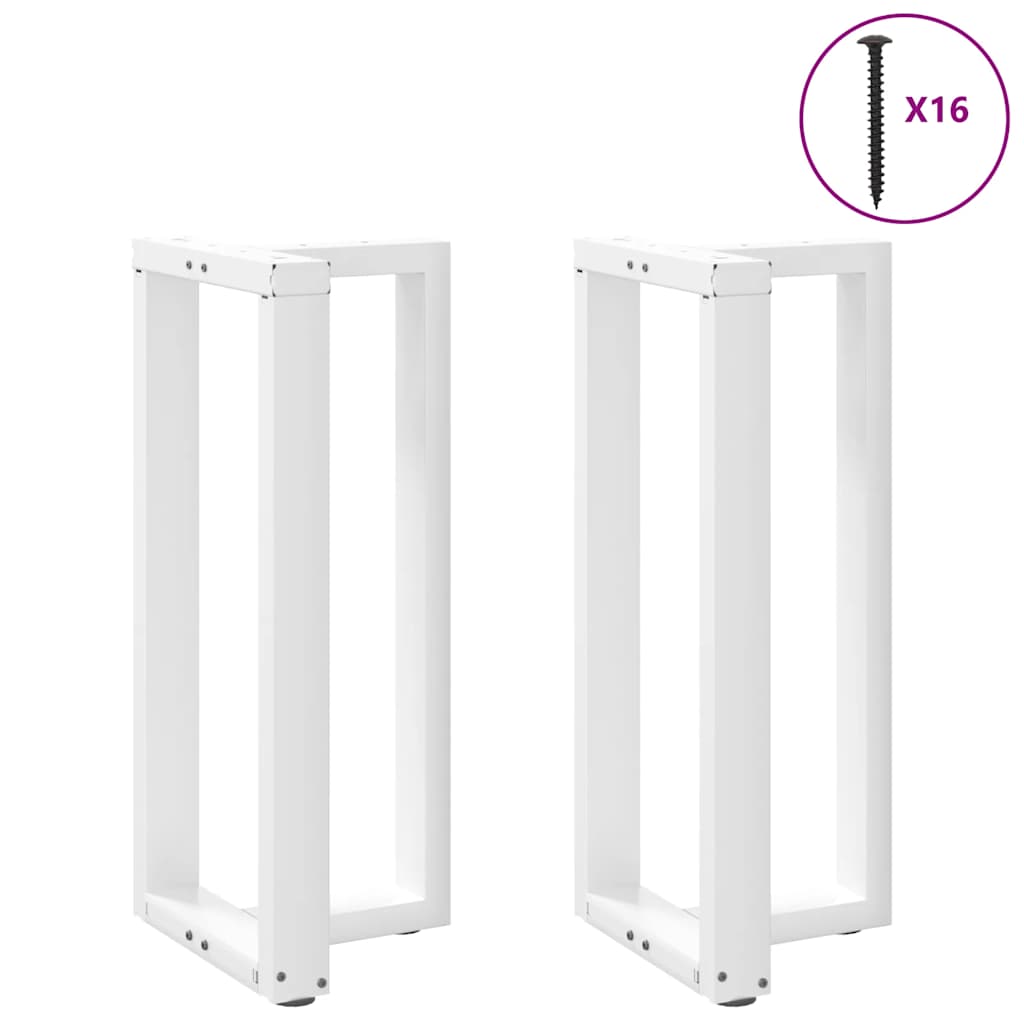 barbordsben T-formet 2 stk. hvid 40x35x(90-91) cm stål