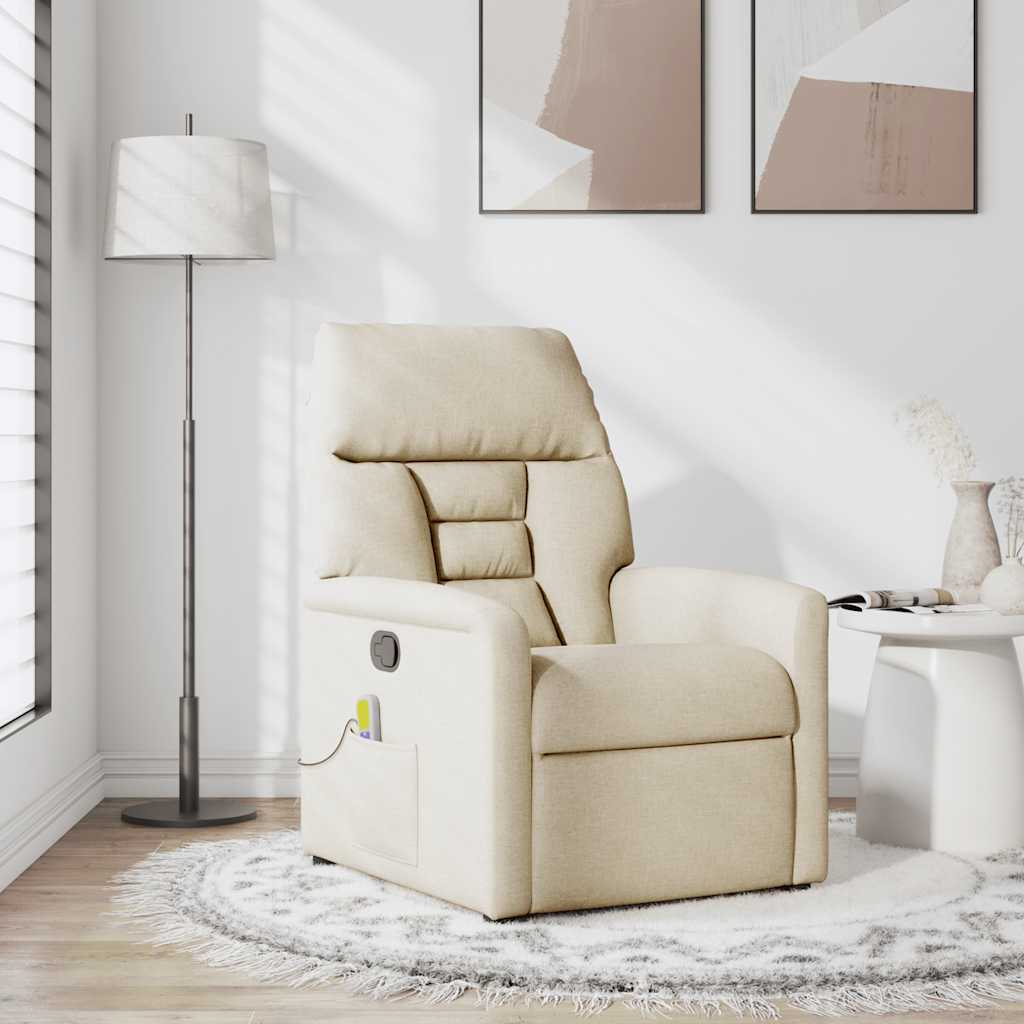 massagestol stof cremefarvet