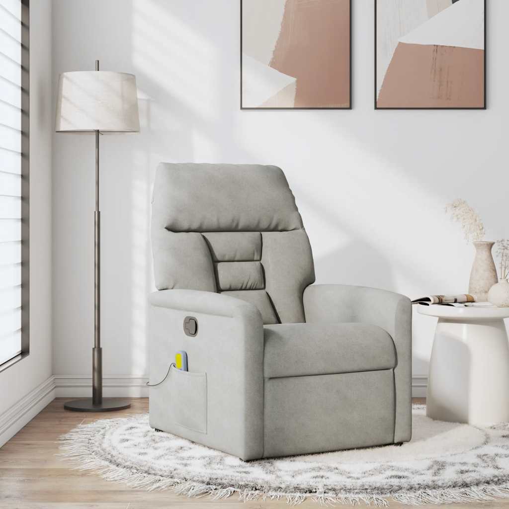 massagestol mikrofiberstof lysegrå