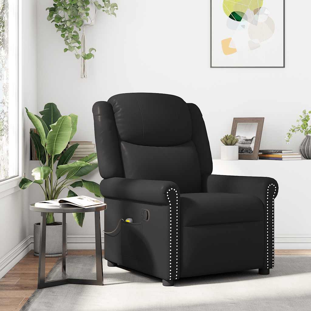 massagestol kunstlæder blank sort