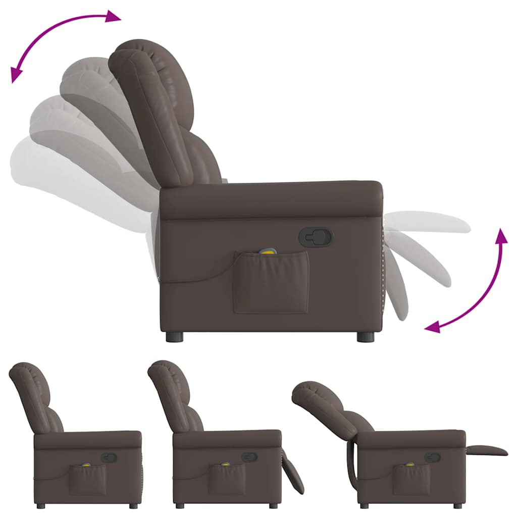 massagestol kunstlæder blank brun