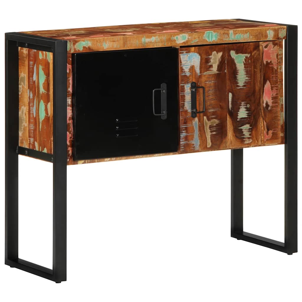 konsolskab flerfarvet 90x35x75 cm massivt genbrugstræ