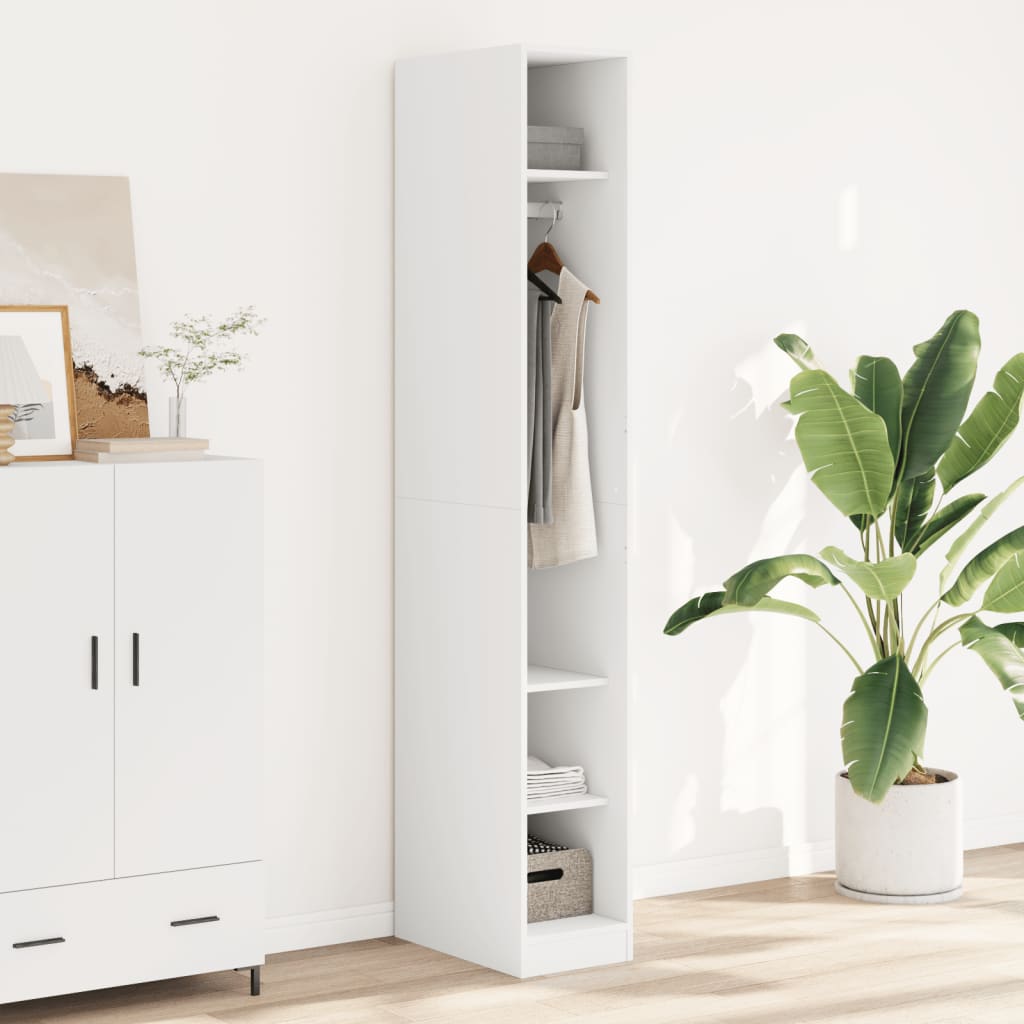 klædeskab 30x50x200 cm konstrueret træ hvid billede