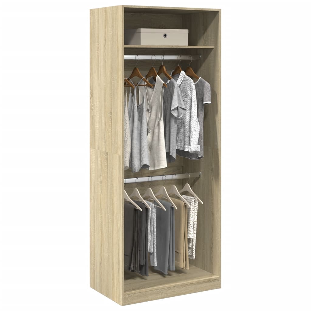klædeskab 80x50x200 cm konstrueret træ sonoma-eg billede
