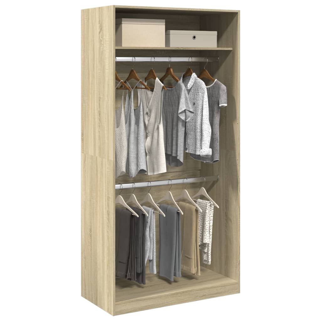 klædeskab 100x50x200 cm konstrueret træ sonoma-eg billede