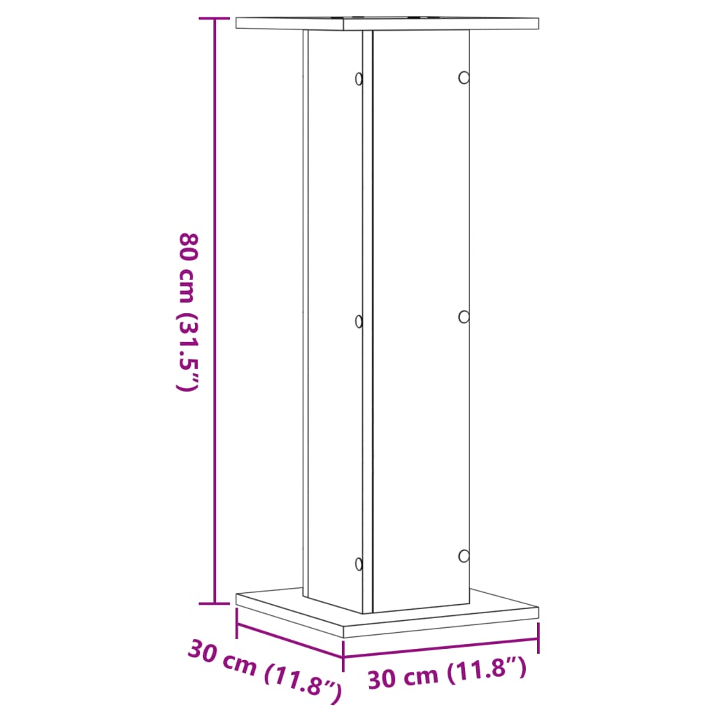 plantestativer 2 stk. 30x30x80 cm konstrueret træ sonoma-eg