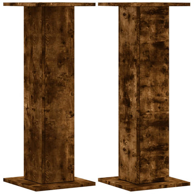 plantestativer 2 stk. 30x30x80 cm konstrueret træ røget eg
