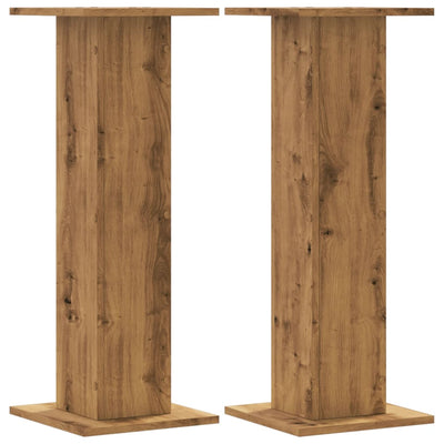 plantestativer 2 stk. 30x30x80 cm konstrueret træ egetræsfarve