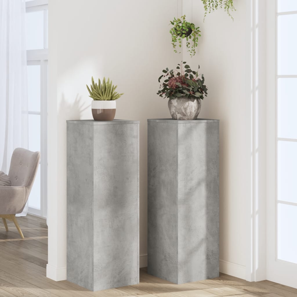 plantestativer 2 stk. 33x33x100 cm konstrueret træ betongrå