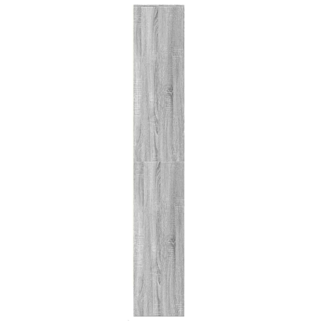 skab med LED-lys 69x32,5x200 cm konstrueret træ grå sonoma-eg