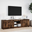 tv-bord m. LED-lys 180x34x50 cm konstrueret træ røget eg