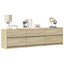 tv-bord med LED-lys 180x34x50 cm konstrueret træ sonoma-eg