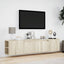 væghængt tv-bord med LED-lys 180x31x39,5 cm sonoma-eg