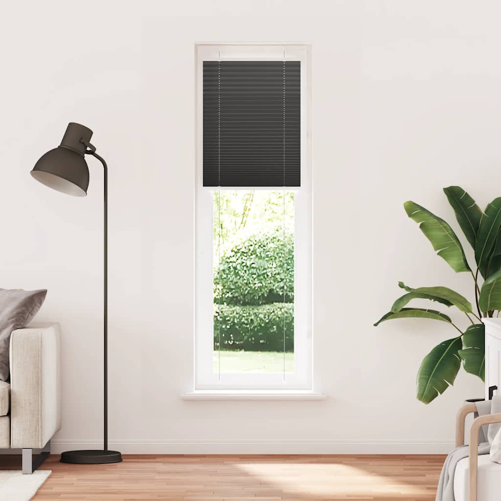 Plisségardin Sort 65x200 cm Stofbredde 64,4 cm Polyester
