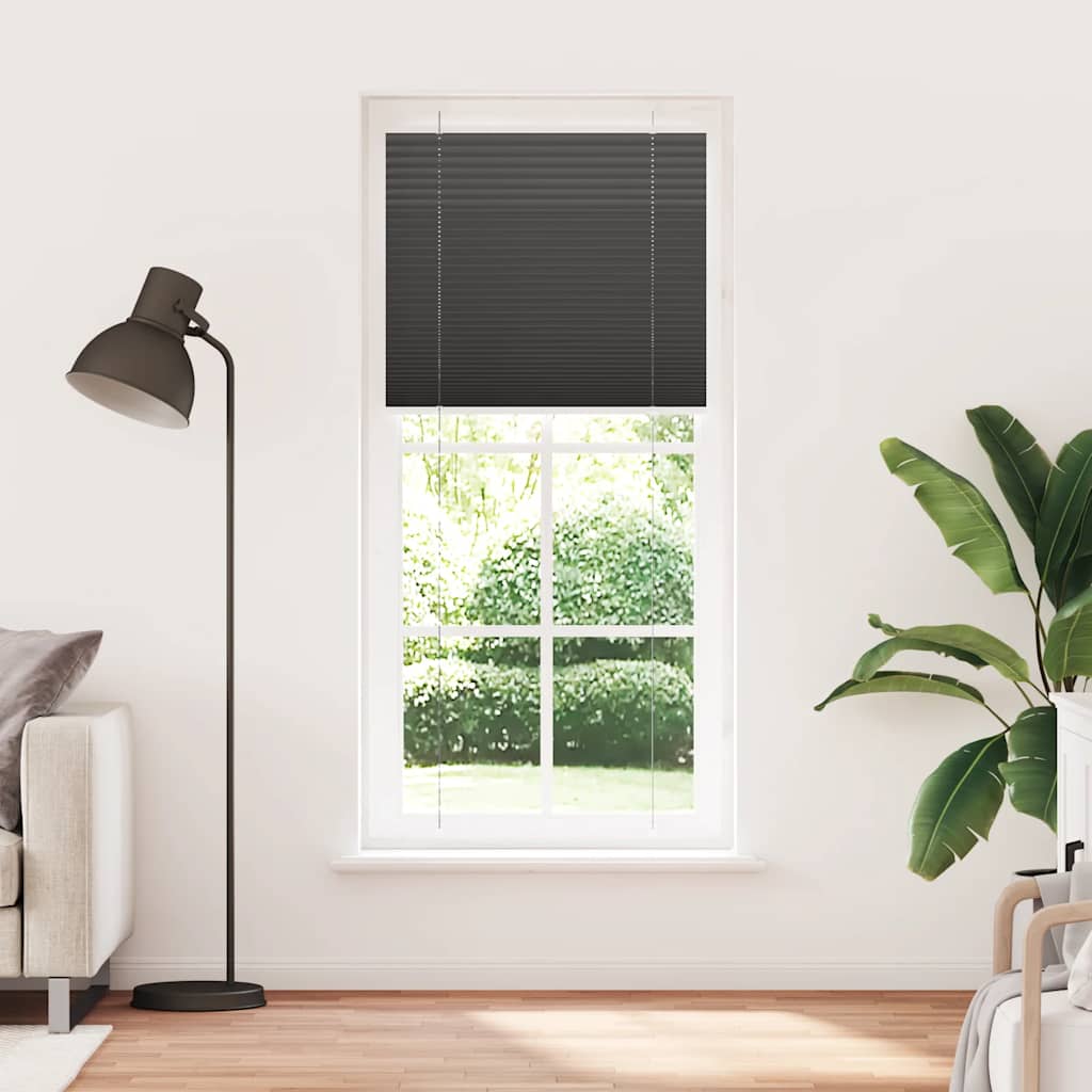 Plisségardin Sort 90x200 cm Stofbredde 89,4 cm Polyester