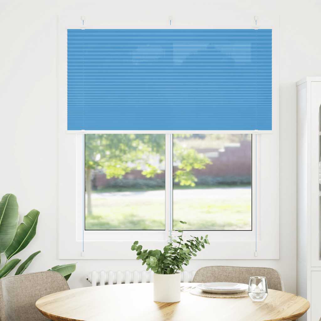 Plisségardin Blå 115x100 cm Stofbredde 114,4 cm Polyester