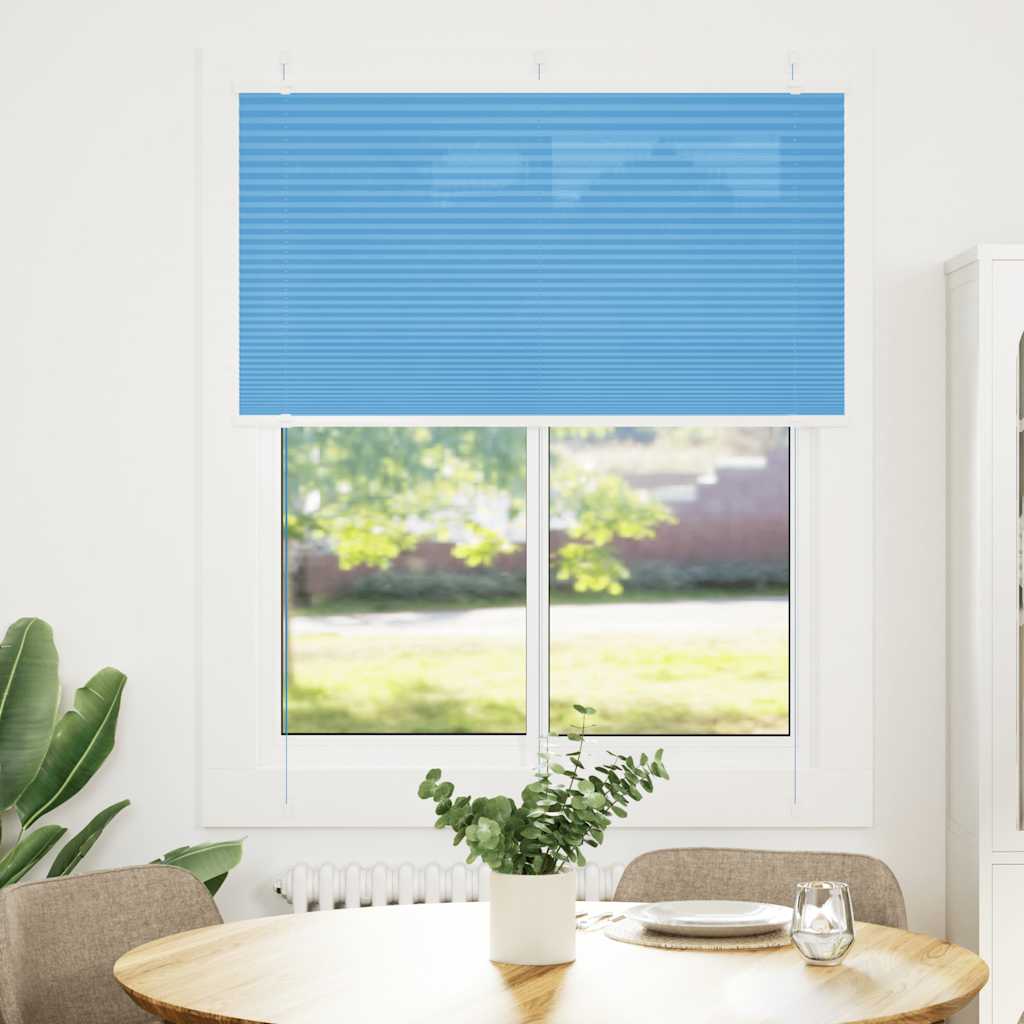 Plisségardin Blå 105x150 cm Stofbredde 104,4 cm Polyester