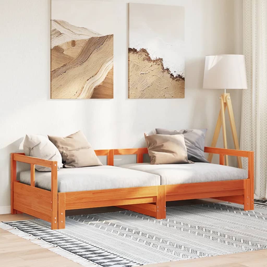 daybed uden madras 80x200 cm massivt fyrretræ gyldenbrun